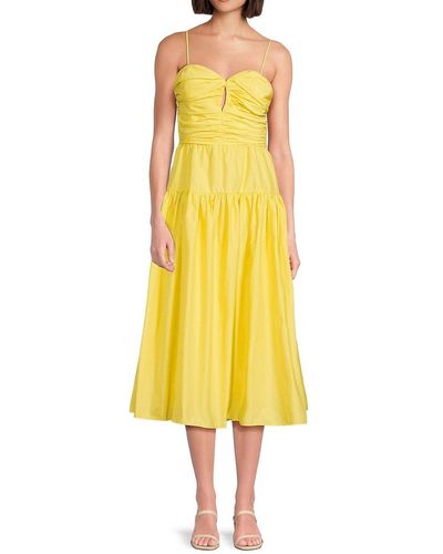 Tanya Taylor Jenna Fit & Flare Midi Dress - Yellow