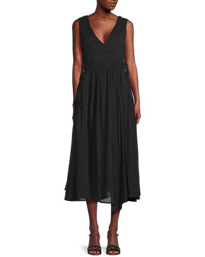 Joie Margarettea Crinkle Sleeveless Midi Dress - Black