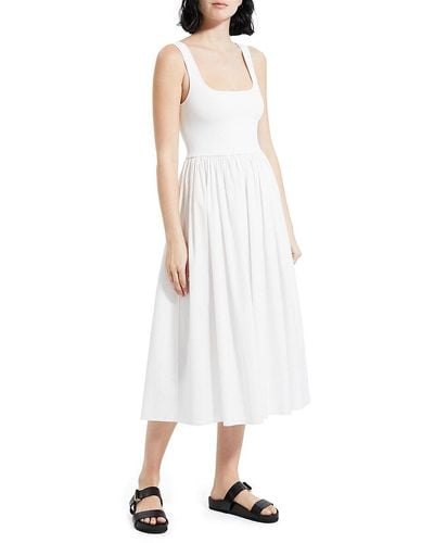 Theory Sleeveless Fit & Flare Midi Dress - White