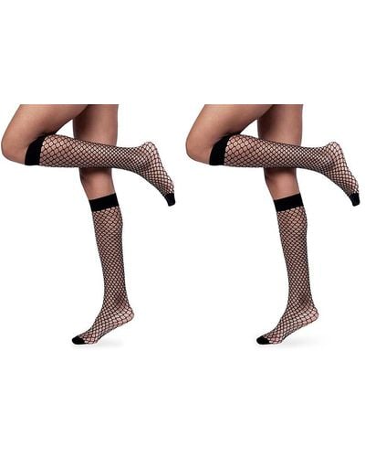 LECHERY Fishnet 2-Pack Knee High Socks - White
