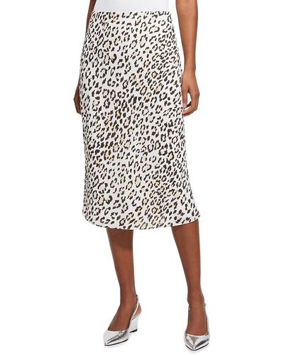 Theory Leopard Print Midi Slip Skirt - Black