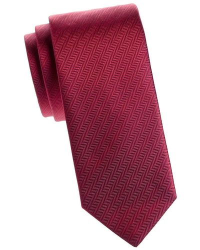 Eton Herringbone Silk Tie - Red