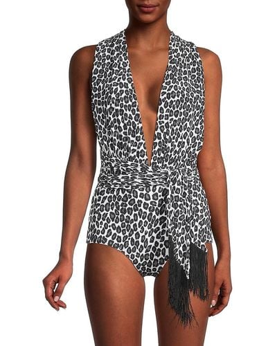 Michael Kors Animal-print Belted One-piece Swimsuit - Multicolour
