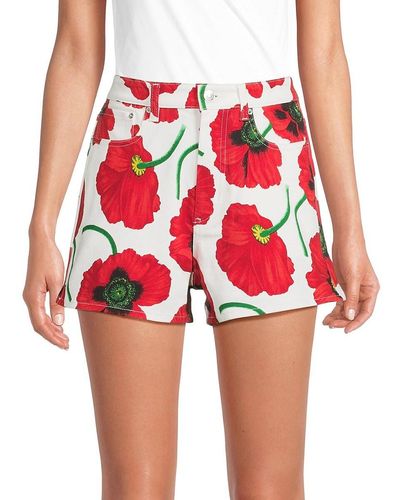 KENZO Poppy Denim Shorts - Red