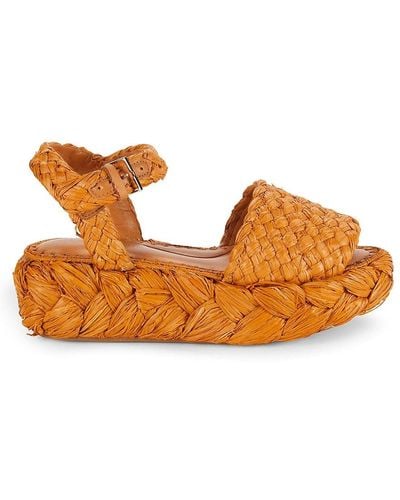 Robert Clergerie Annie Raffia Woven Sandals - Orange