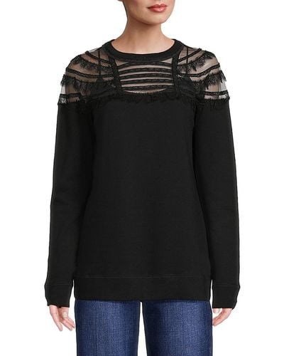 Valentino Lace Trim Sweatshirt - Black