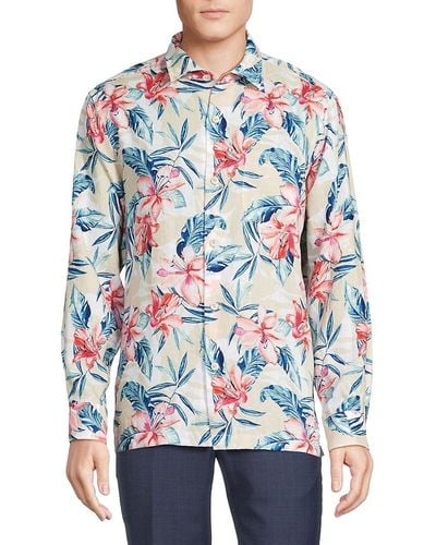 Tommy Bahama Floral Linen Shirt - Gray