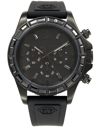 Philipp Plein Nobile Racing 43mm Stainless Steel Case & Silicone Strap Chronograph Watch - Black