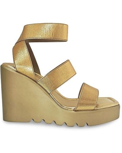 Lady Couture Paige Ankle Strap Wedge Sandals - Metallic