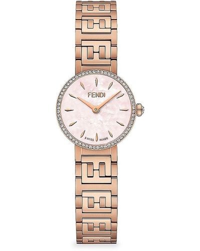 Fendi Forever 19mm Stainless Steel, Mother Of Pearl & Diamond Bracelet Watch - White