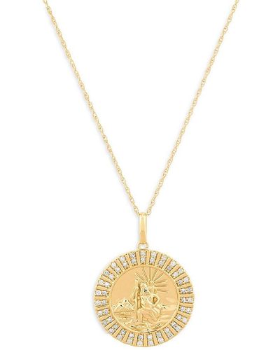 Saks Fifth Avenue 14k Yellow Gold & 0.25 Tcw Diamond Religious Pendant Necklace - Metallic
