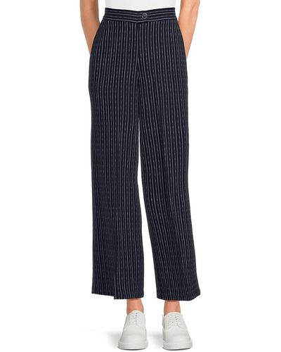 Adrianna Papell Pinstriped Wide Leg Pants - Blue