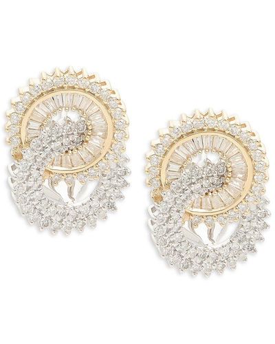 Saks Fifth Avenue 14k Yellow Gold, Rhodium & 1 Tcw Diamond Interlocking Earrings - Natural