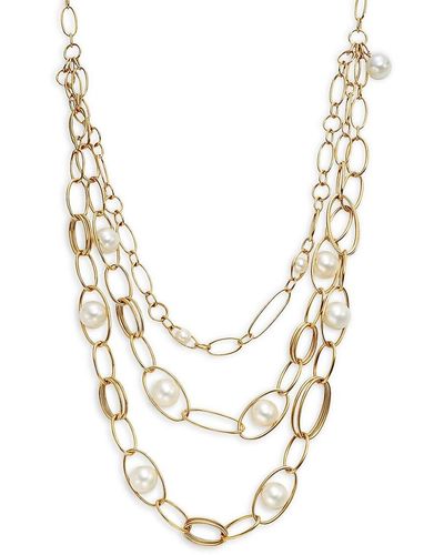 Ippolita 18K & 10Mm Round Pearl Chain Layered Necklace - Metallic