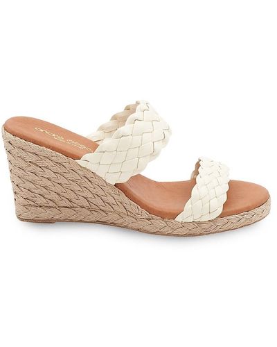 Andre Assous Aria Leather Espadrille Wedge Sandals - Natural
