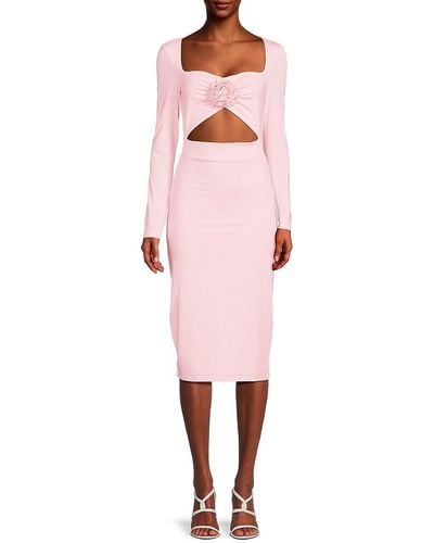 Bebe Rosette Cutout Midi Sheath Dress - Pink