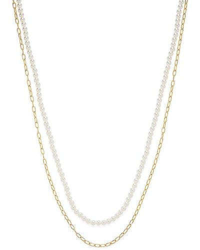 Adriana Orsini La Vie 18k Goldplated, Faux Pearl & Cubic Zirconia Layered Necklace - White