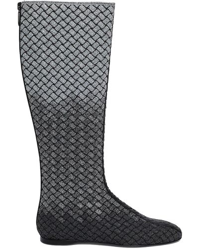 Bottega Veneta Intreciatto Woven Knee High Boots - Black