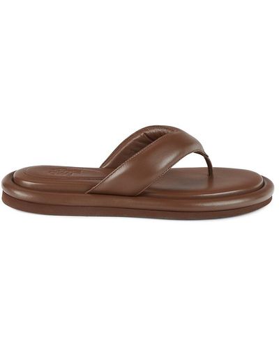 Gia Borghini Leather Thong Flip Flops - Brown