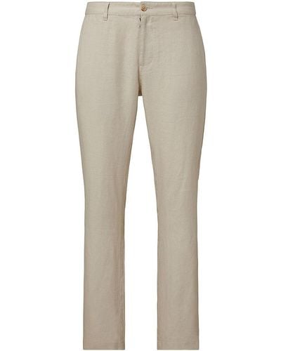 Onia Linen Flat-Front Trousers - Natural
