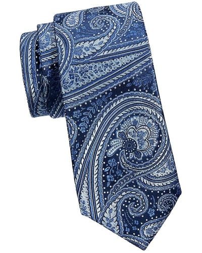 Canali Paisley Silk Jacquard Tie - Blue