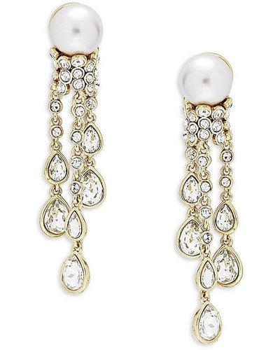 Heidi Daus Faux Pearl And Crystal Dangle Earrings - White