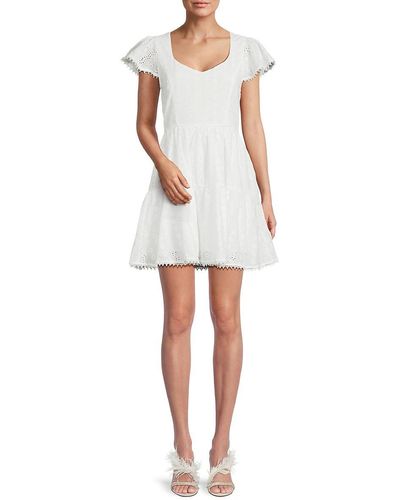 Lost + Wander Middle Of Nowhere Eyelet Embroidery Mini Dress - White