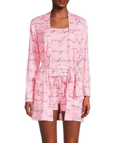 Juicy Couture 3-piece Logo-print Pajama Set - Pink