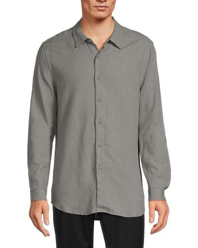 Onia Long Sleeve Linen Blend Shirt - Grey