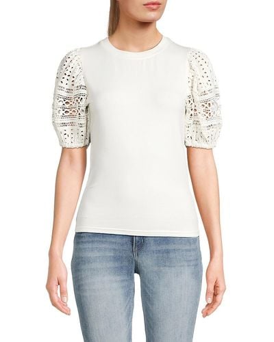 French Connection Rosana Anges Eyelet Sleeve Top - White
