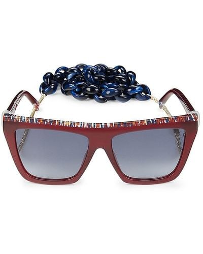 Missoni 59mm Square Sunglasses With Chain - Blue