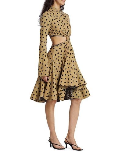 Proenza Schouler Polka Dot Cutout Shirt Dress - Natural