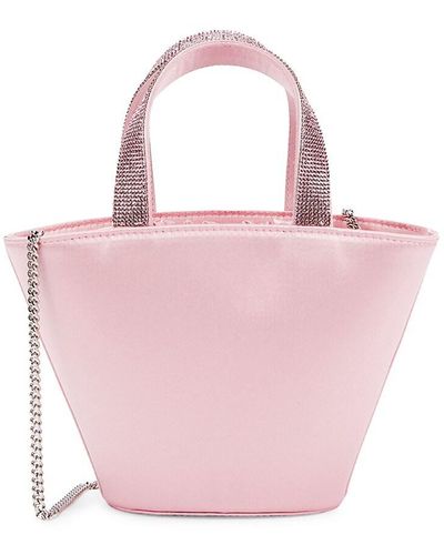 AMINA MUADDI Superamini Lily Crystal Silk Blend Top Handle Bag - Pink
