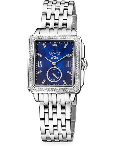 Gv2 Bari 30-34Mm Stainless Steel & 1.1 Tcw Diamond Bracelet Watch - Blue