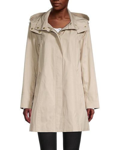 Cole Haan Cotton Blend Hooded Trench Coat - Multicolour