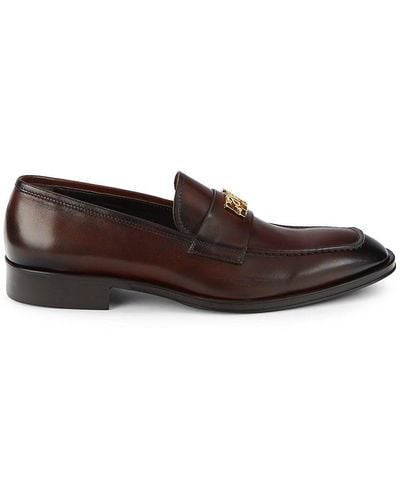 Class Roberto Cavalli Logo Leather Loafers - Brown