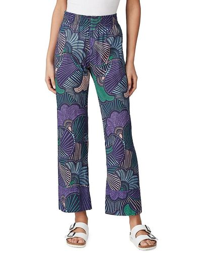 Warm Floral Staright Fit Trousers - Blue