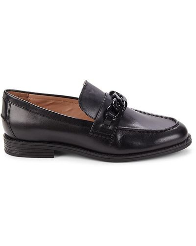 Cole Haan Stassi Chain Trim Leather Bit Loafers - Black