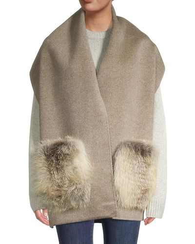 Gorski Fox Fur & Wool Stole - Multicolour
