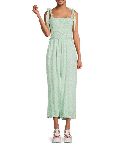 Lost + Wander Lost + Wander Mojito Please Floral Cropped Jumpsuit - Green