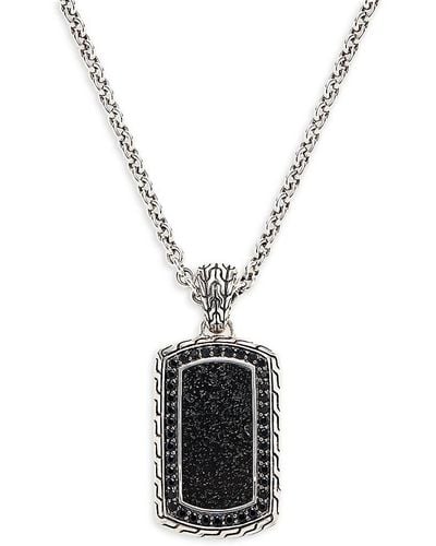 John Hardy Classic Chain Sterling, Treated Sapphire, Obsidian & Volcanic Stone Pendant Necklace - White