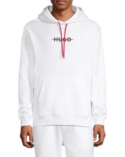 HUGO Daffleck Logo Hoodie - White