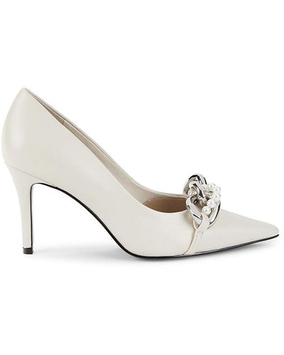 Karl Lagerfeld Shea Curb Link Leather Pumps - White