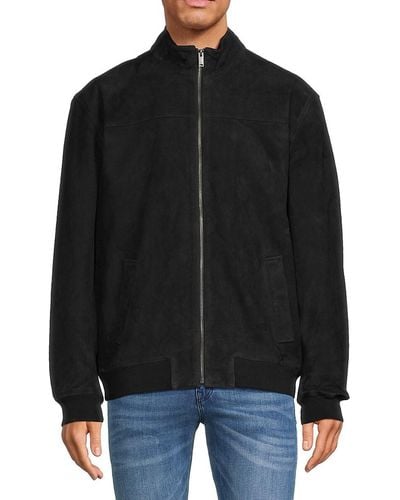 Slate & Stone Stand Collar Suede Jacket - Black