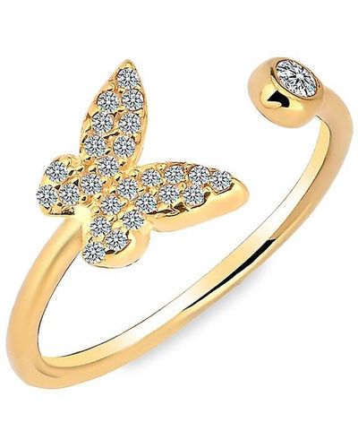 Gabi Rielle 14k Yellow Gold Vermeil & Man Made Crystal Butterfly Open Ring - White