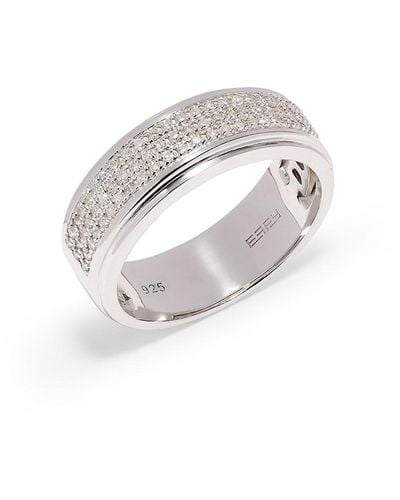Effy Sterling & 0.34 Tcw Diamond Embellished Ring - White