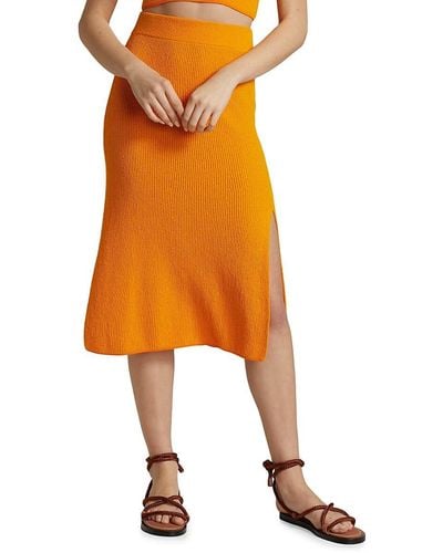 Rag & Bone Soleil Ribbed Midi-skirt - Orange