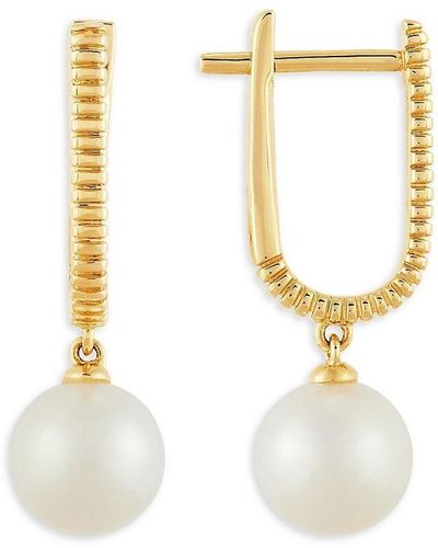 Saks Fifth Avenue 14k Yellow Gold & 7-7.5mm Freshwater Pearl Drop Earrings - White