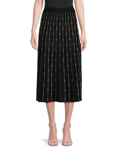 Max Studio Pleated Midi Skirt - Black