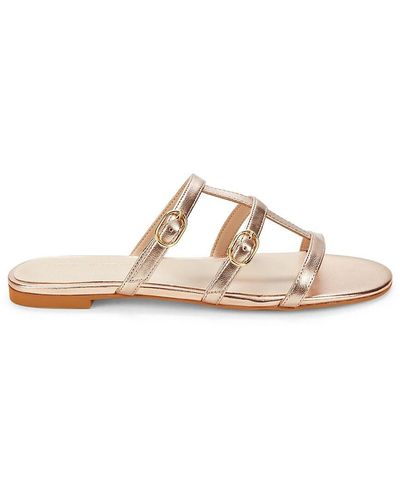 Stuart Weitzman Leather Flat Sandals - White